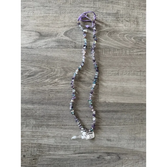 Free People Single strand Beaded Necklace NWT Purple - Picture 4 of 5